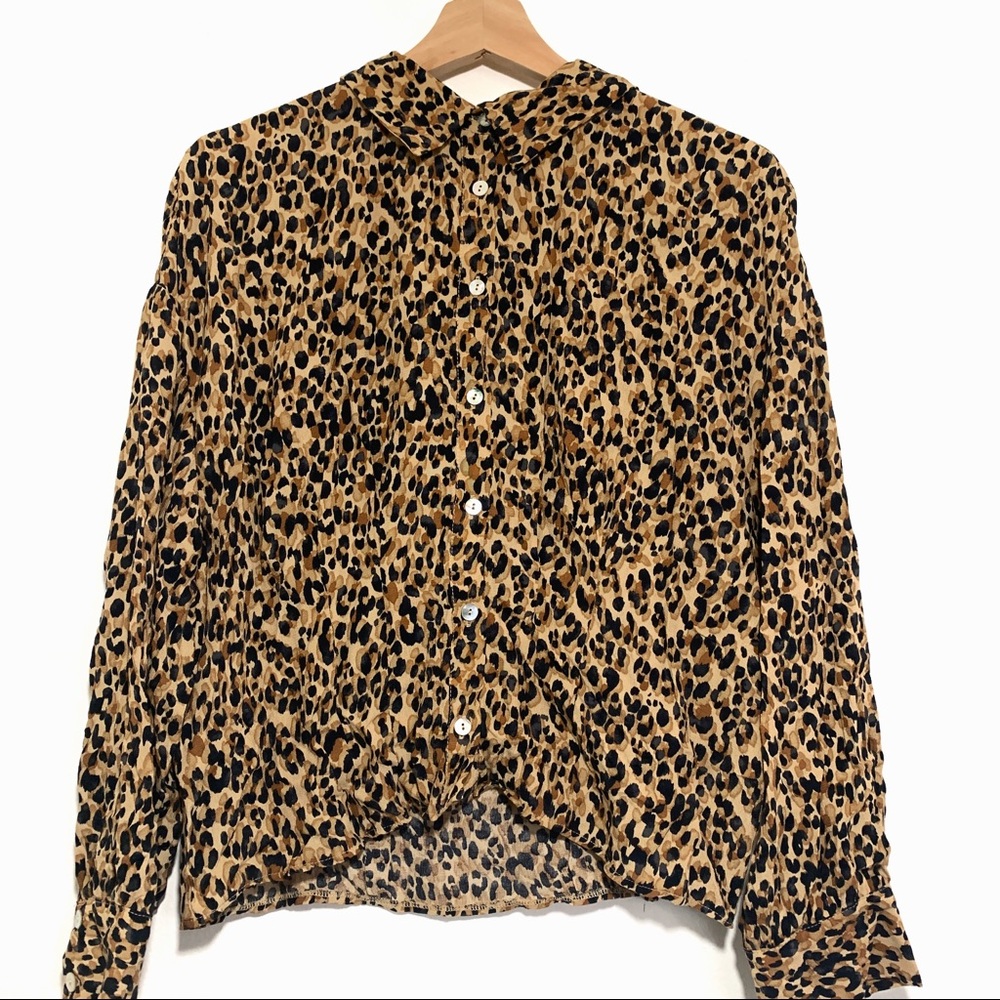 NWT Zara trf Leopard Print Top size XL